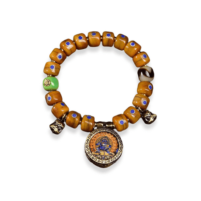 Lapis Lazuli Portable Thangka Pendant Yak Bone Bracelet