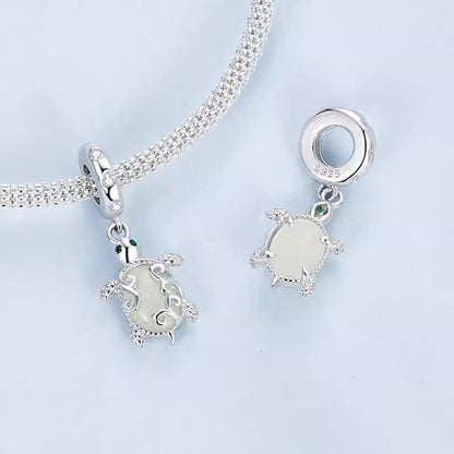 Luminous Stone 925 Silver Sea Turtle Wisdom Longevity Blessing Pendant