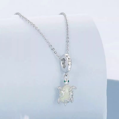Luminous Stone 925 Silver Sea Turtle Wisdom Longevity Blessing Pendant
