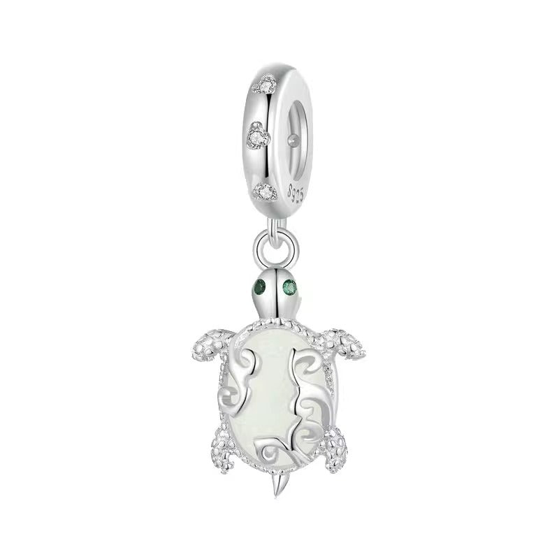 Luminous Stone 925 Silver Sea Turtle Wisdom Longevity Blessing Pendant