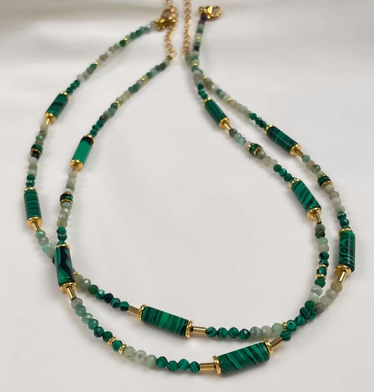 Collier vintage en malachite - Guérison • Équilibre • Apaisation