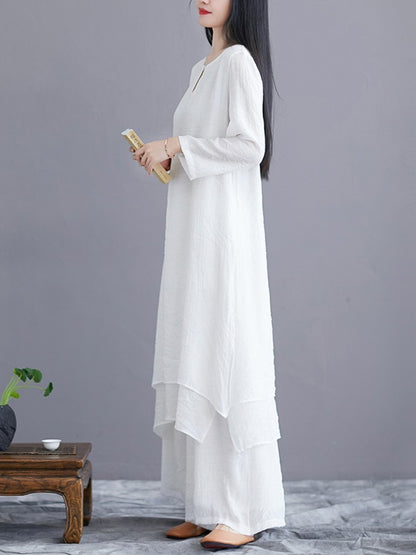 Midi Tunic Dress Wide Leg Pants Meditation Zen Practice Dance Clothing