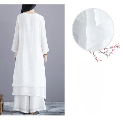 Midi Tunic Dress Wide Leg Pants Meditation Zen Practice Dance Clothing