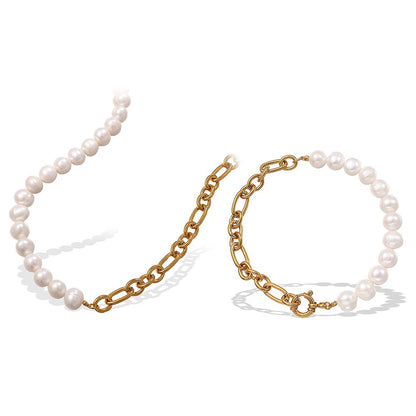 Zen Healing Minimalist Pearl Stainless Steel Bracelet Necklace