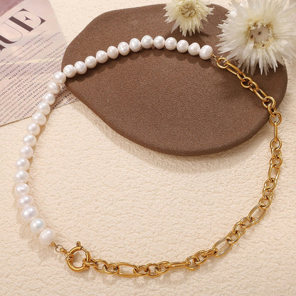 Zen Healing Minimalist Pearl Stainless Steel Bracelet Necklace