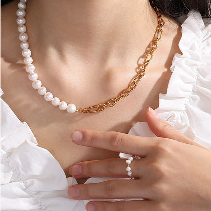 Zen Healing Minimalist Pearl Stainless Steel Bracelet Necklace