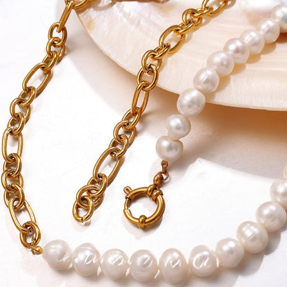 Zen Healing Minimalist Pearl Stainless Steel Bracelet Necklace