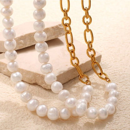 Zen Healing Minimalist Pearl Stainless Steel Bracelet Necklace