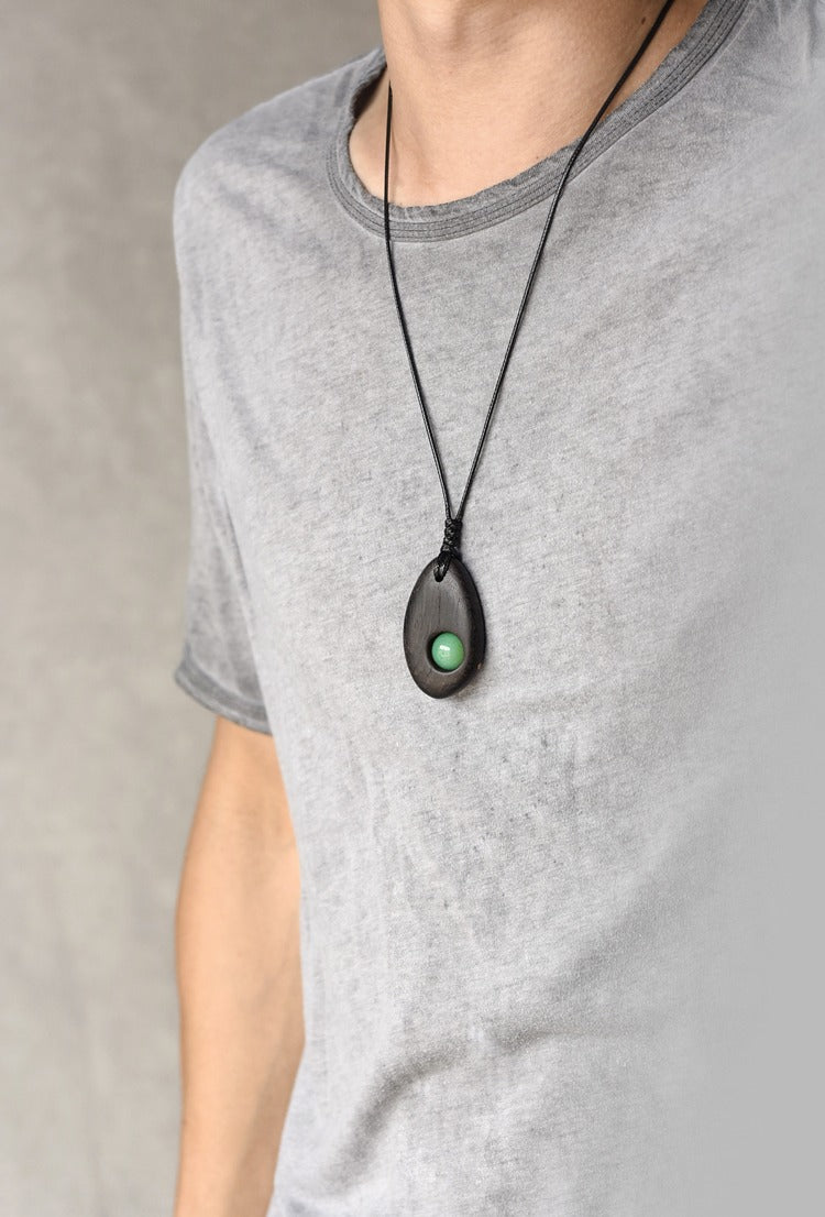 Natural Aventurine Ebony Protection Pendant Necklace