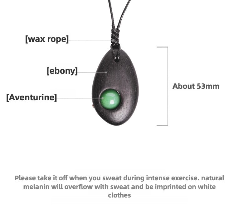 Natural Aventurine Ebony Protection Pendant Necklace