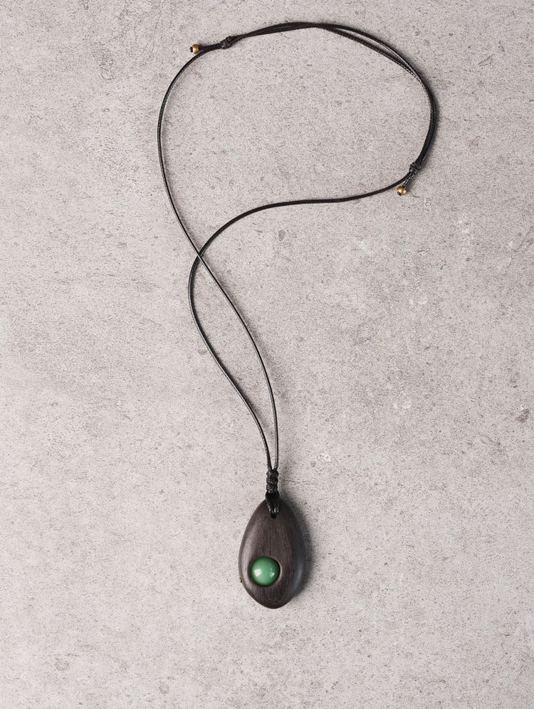 Natural Aventurine Ebony Protection Pendant Necklace