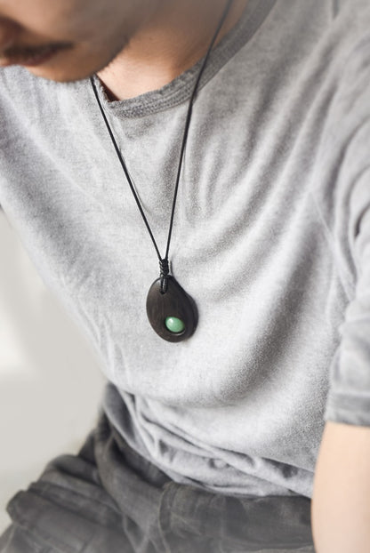 Natural Aventurine Ebony Protection Pendant Necklace