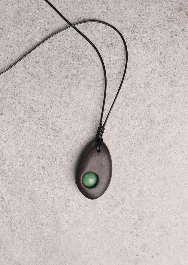 Natural Aventurine Ebony Protection Pendant Necklace