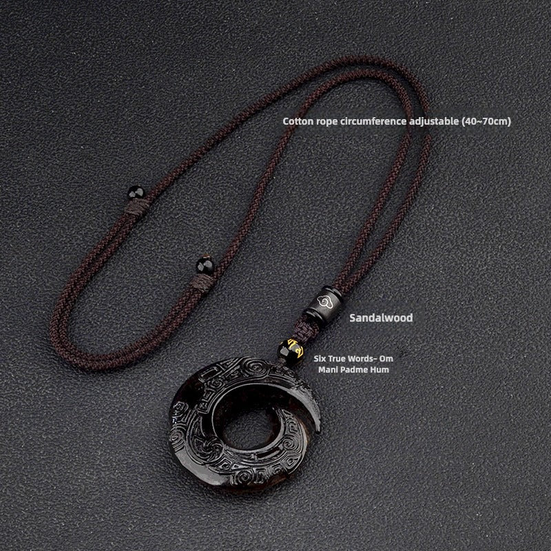 Natural Black Obsidian Ice Obsidian Strength luck Necklace Pendant