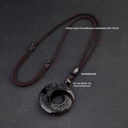 Natural Black Obsidian Ice Obsidian Strength luck Necklace Pendant