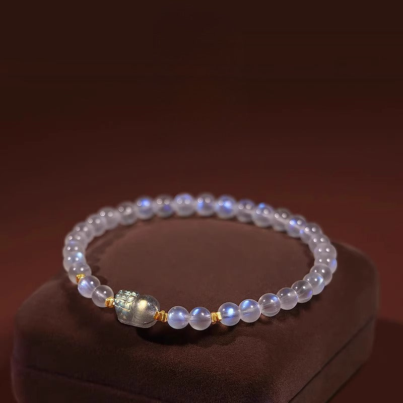 Natural Moonstone Pixiu Bracelet Labradorite Blue Light Healing Bracelet