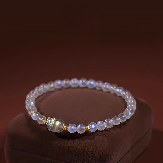 Natural Moonstone Pixiu Bracelet Labradorite Blue Light Healing Bracelet