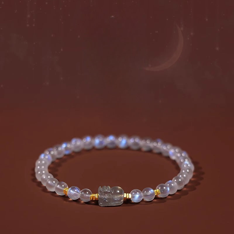 Natural Moonstone Pixiu Bracelet Labradorite Blue Light Healing Bracelet