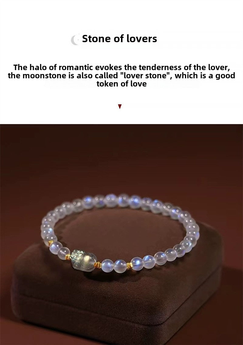 Natural Moonstone Pixiu Bracelet Labradorite Blue Light Healing Bracelet