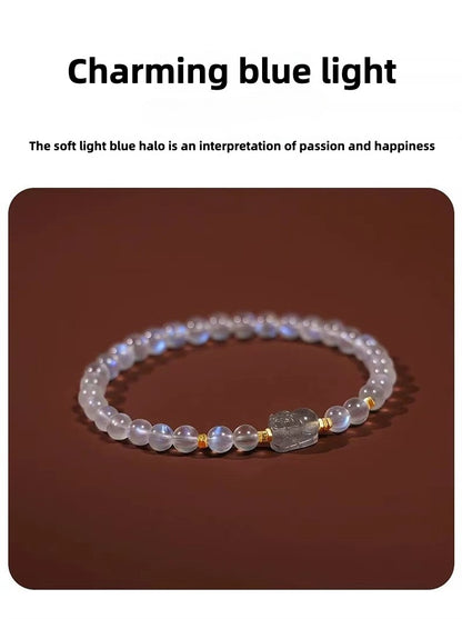 Natural Moonstone Pixiu Bracelet Labradorite Blue Light Healing Bracelet