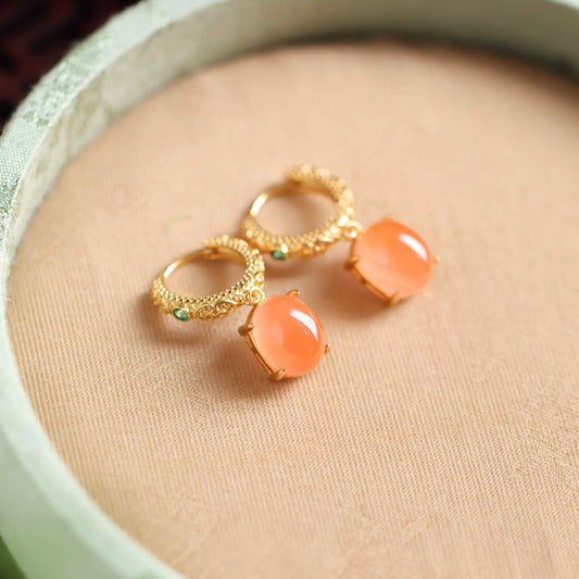 Boucles d'oreilles en agate rouge naturelle du sud - Charme • Confiance • Courage • Paix • Protection