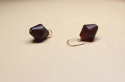 Boucles d'oreilles vintage en agate naturelle plaquée or 14 carats en forme de soucoupe volante - Énergie équilibrée • Confiance • Courage • Paix • Protection