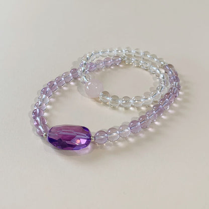 Natural Amethyst Clear Quartz Designs Fashion Bracelet-Calm•Wise•Focused