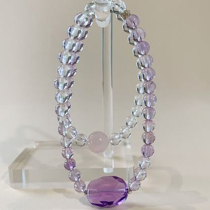 Natural Amethyst Clear Quartz Designs Fashion Bracelet-Calm•Wise•Focused