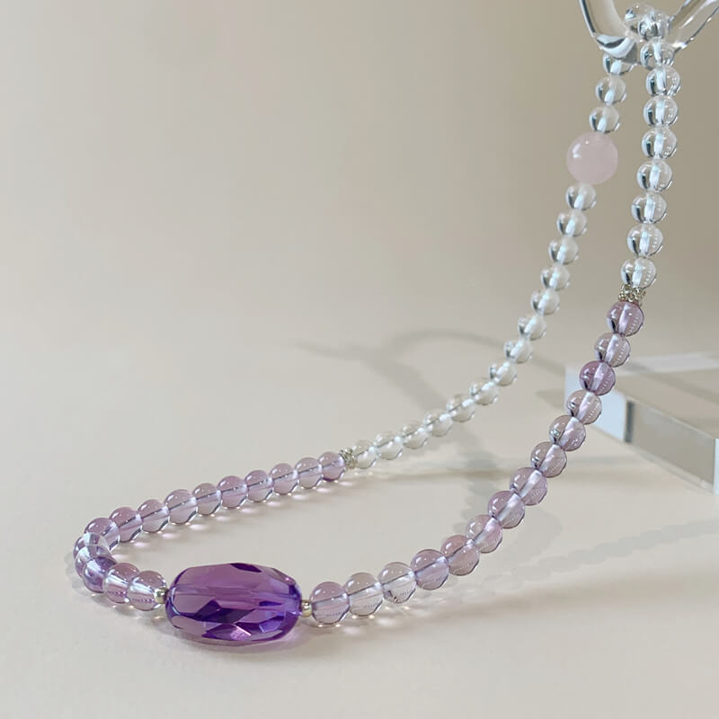 Natural Amethyst Clear Quartz Designs Fashion Bracelet-Calm•Wise•Focused