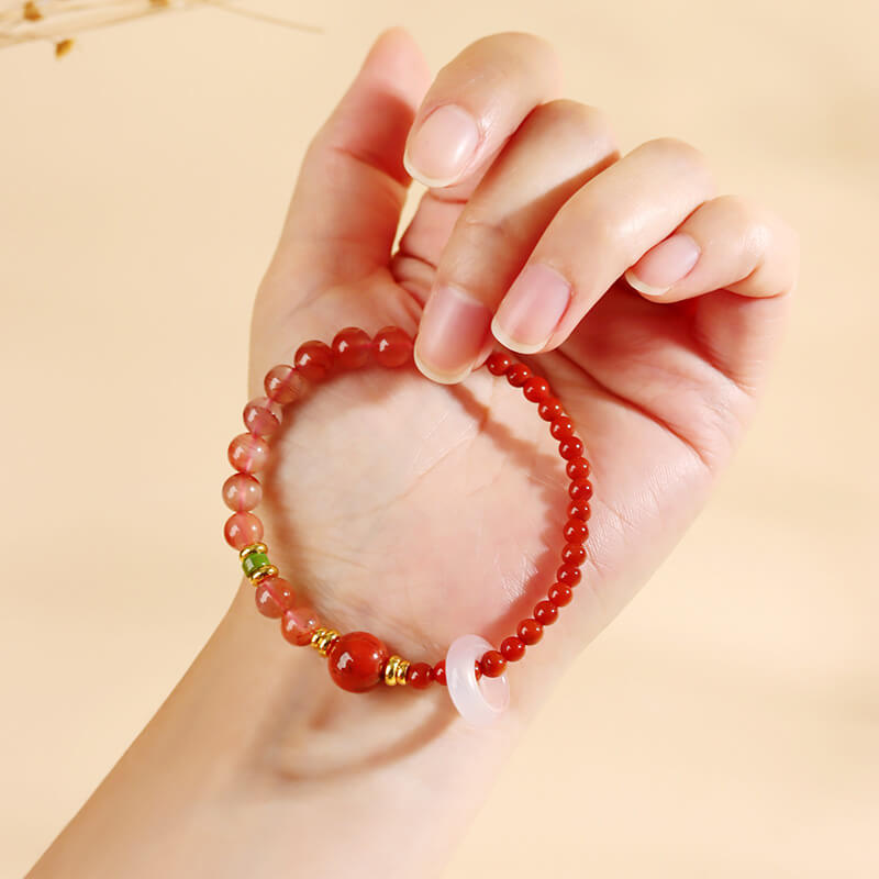 Bracelet Passion en Agate Rouge Naturelle du Sud-Passion•Succès•Protection•Éloigne les mauvais esprits