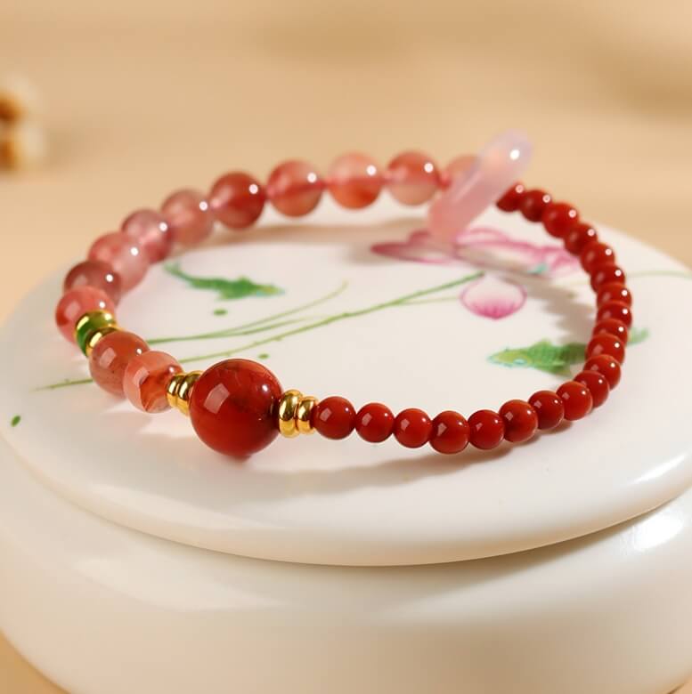 Bracelet Passion en Agate Rouge Naturelle du Sud-Passion•Succès•Protection•Éloigne les mauvais esprits