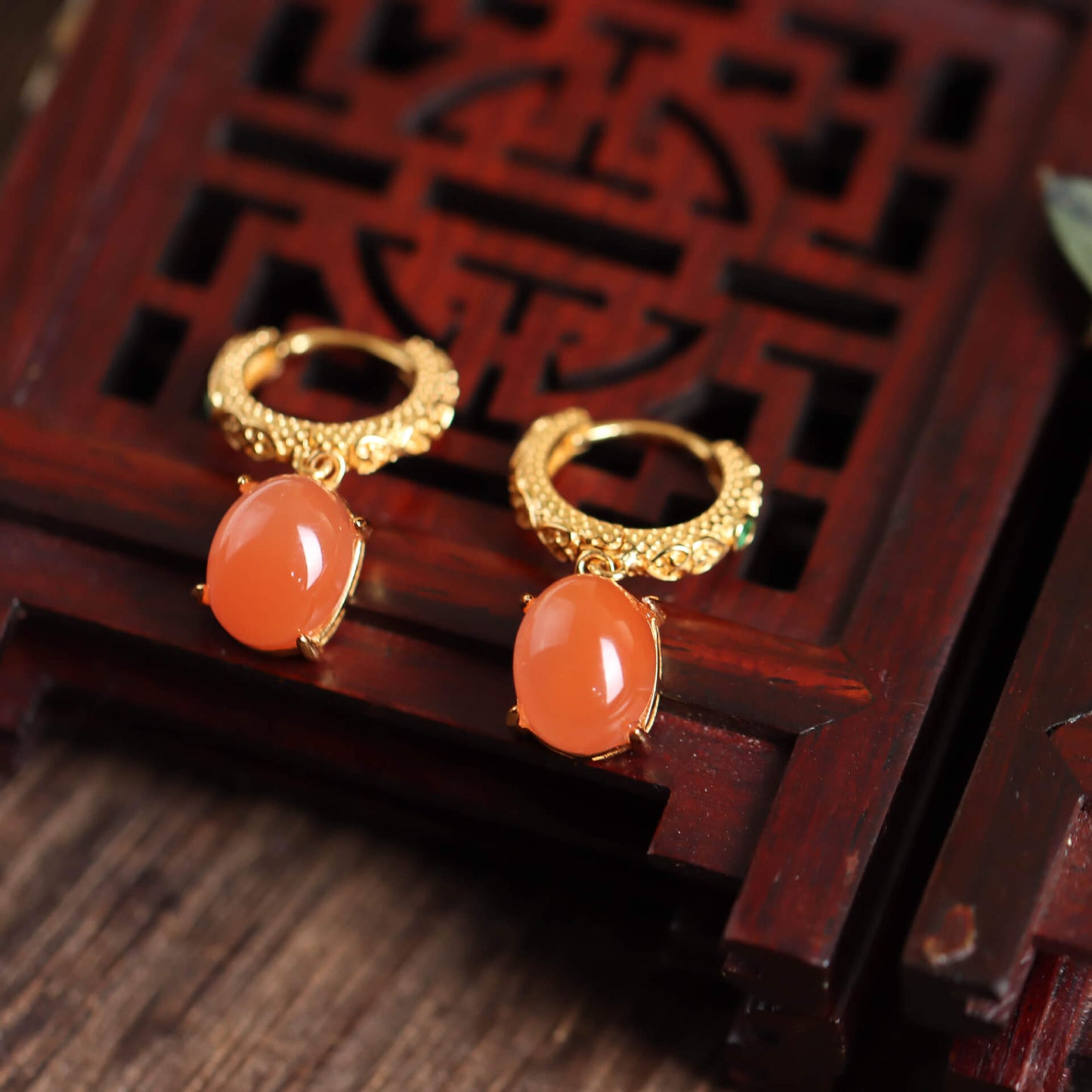 Boucles d'oreilles en agate rouge naturelle du sud - Charme • Confiance • Courage • Paix • Protection