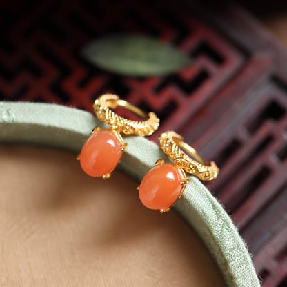Boucles d'oreilles en agate rouge naturelle du sud - Charme • Confiance • Courage • Paix • Protection