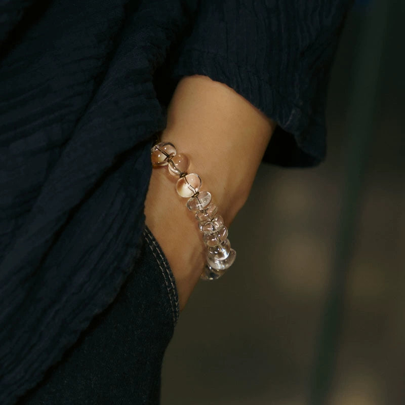 Zen Healing White Crystal Copper Clam Bracelet