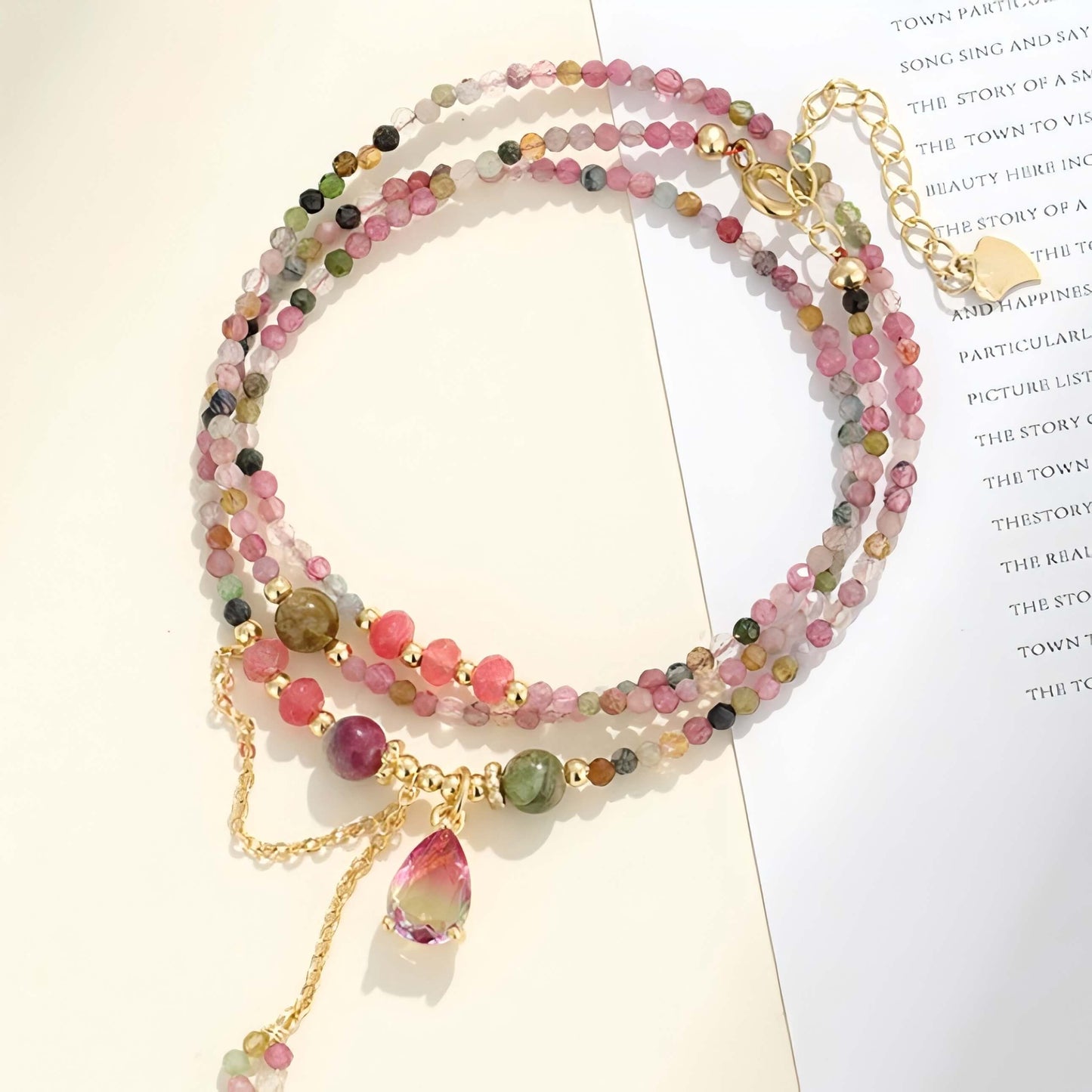 Rainbow Heart Tourmaline Necklace-Health•Soothing