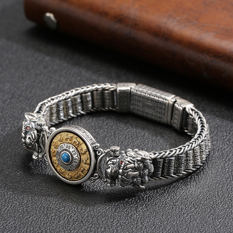 925 Sterling Silver Six True Words Om Mani Padme Hum Prosperity Protection Bracelet