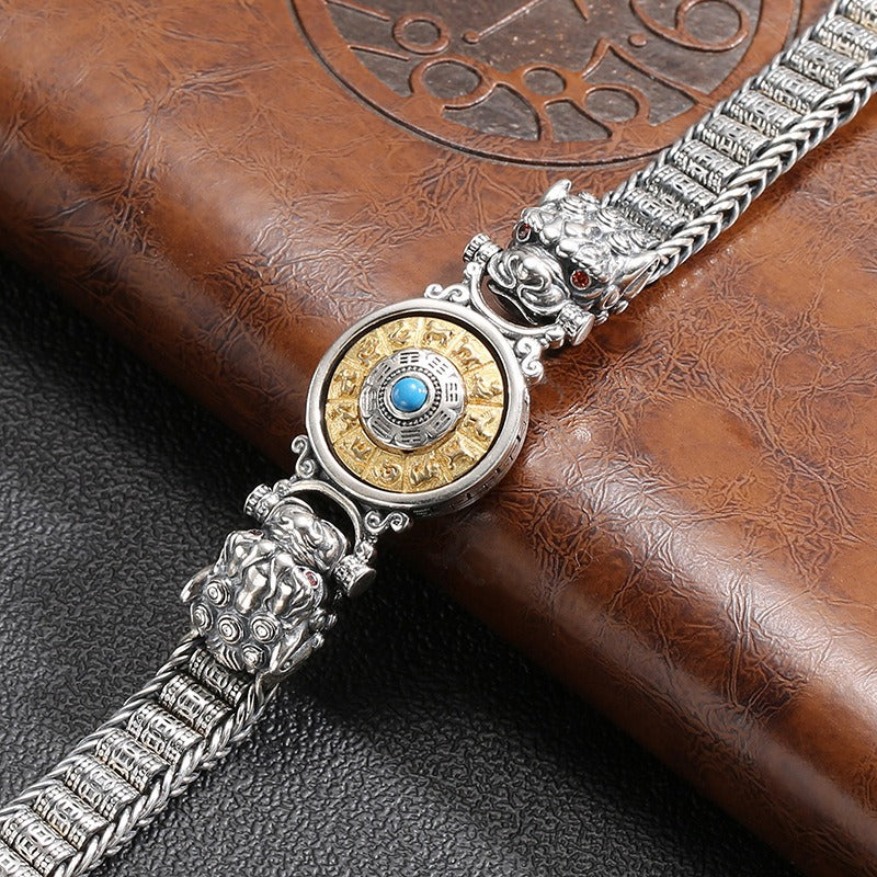 925 Sterling Silver Six True Words Om Mani Padme Hum Prosperity Protection Bracelet