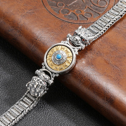 925 Sterling Silver Six True Words Om Mani Padme Hum Prosperity Protection Bracelet