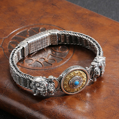 925 Sterling Silver Six True Words Om Mani Padme Hum Prosperity Protection Bracelet