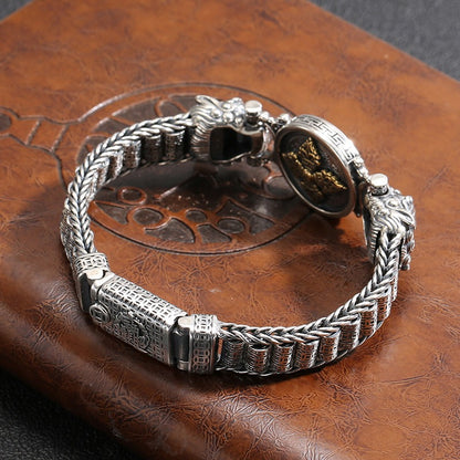 925 Sterling Silver Six True Words Om Mani Padme Hum Prosperity Protection Bracelet