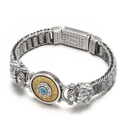 925 Sterling Silver Six True Words Om Mani Padme Hum Prosperity Protection Bracelet