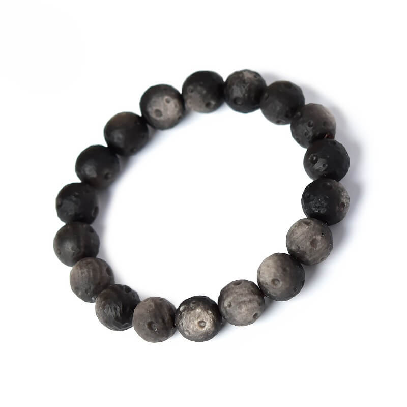 Silver Obsidian Meteorite Protection Bracelet