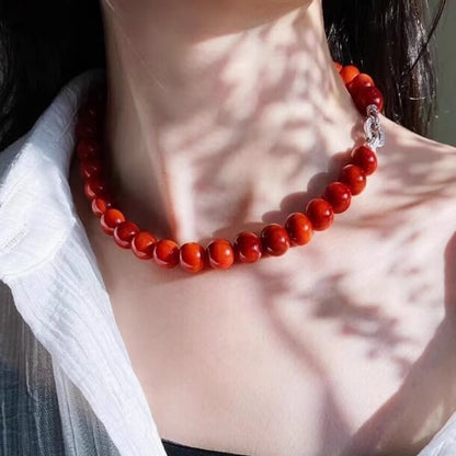 Collier de bénédiction en agate rouge du Sud - Énergie équilibrée • Courage • Paix