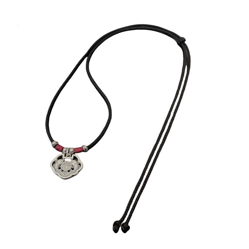 Sterling Silver Koi Fish Ruyi Lock Lucky Pendant Necklace