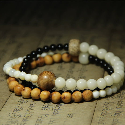 108 Mala Beads Black Obsidian Bodhi Seed Peace Wisdom Bracelet