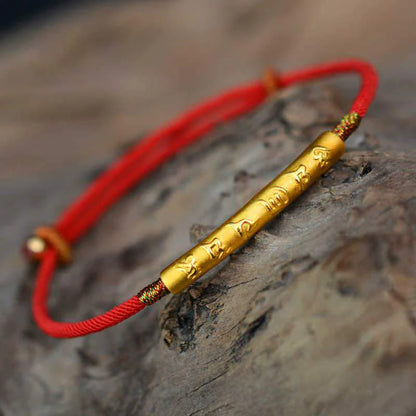 Zen Healing 999 Silver Tibetan Buddhist Handmade Om Mani Padme Hum Protection Red String Bracelet