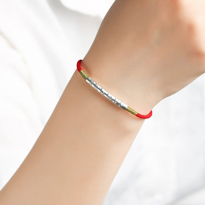 Zen Healing 999 Silver Tibetan Buddhist Handmade Om Mani Padme Hum Protection Red String Bracelet