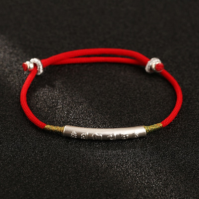 Zen Healing 999 Silver Tibetan Buddhist Handmade Om Mani Padme Hum Protection Red String Bracelet