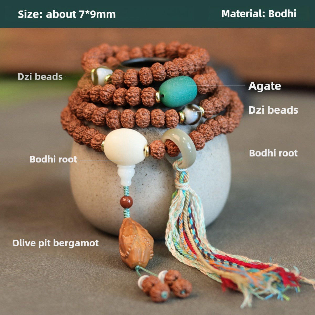 Tibetan Vajra Bodhi Seed Mala Wisdom Bracelet