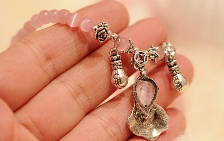Tibetan 108 Beads Rose Quartz Cat's Eye Wealth Prosperity Bracelet